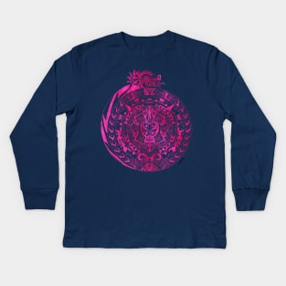 pink quetzalcoatl ecopop pattern Kids Long Sleeve T-Shirt